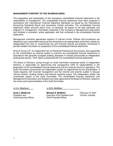 Thumbnail Toromont Financial Statement 2020-q4