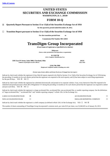 Thumbnail TransDigm Group Quarterly Report 2013-q1