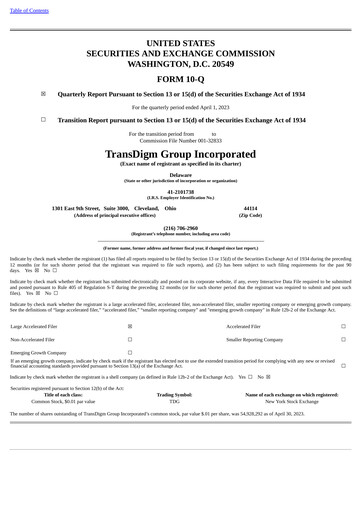 Thumbnail TransDigm Group Quarterly Report 2023-q2