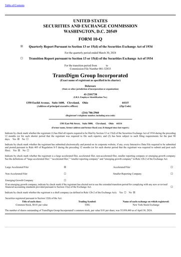Thumbnail TransDigm Group Quarterly Report 2024-q2