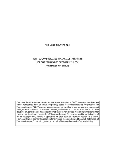 Thumbnail Thomson Reuters
 Financial Statement 2008