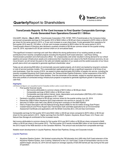 Vorschaubild TC Energy
 Quartalsbericht 2014-q1