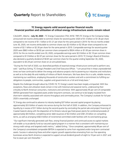 Vorschaubild TC Energy
 Quartalsbericht 2020-q2