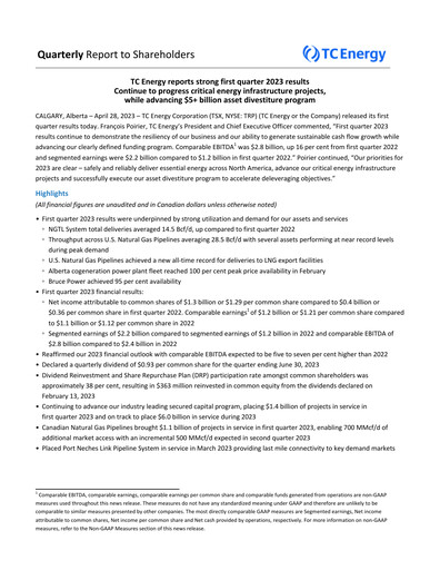 Vorschaubild TC Energy
 Quartalsbericht 2023-q1