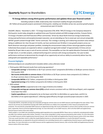 Vorschaubild TC Energy
 Quartalsbericht 2025-q3