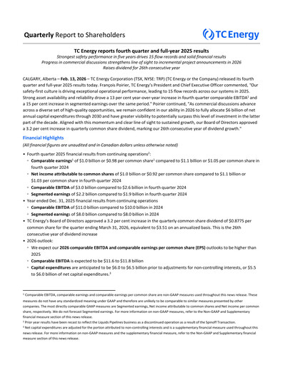 Thumbnail TC Energy
 Quarterly Report 2025-q4