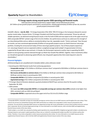 Thumbnail TC Energy
 Quarterly Report 2026-q2