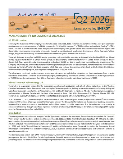 Thumbnail Tamarack Valley Energy Quarterly Report 2026-q2