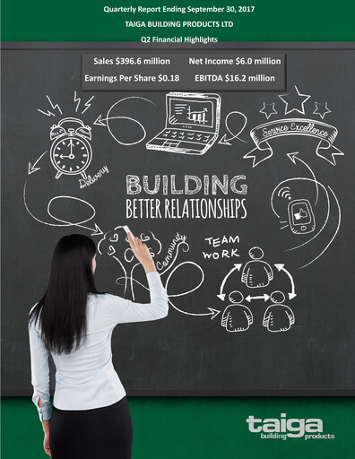 Thumbnail Taiga Building Products Quarterly Report 2017-q2