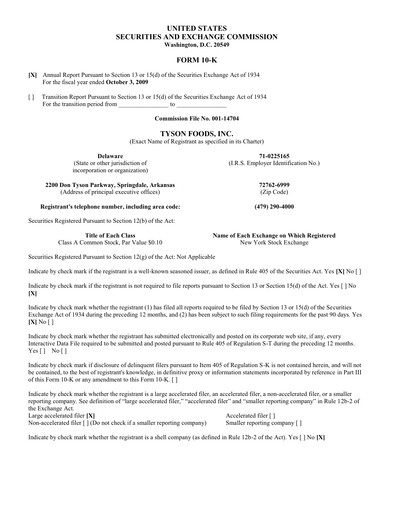 Thumbnail Tyson Foods
 Annual Report 2009