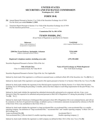 Thumbnail Tyson Foods
 Annual Report 2010