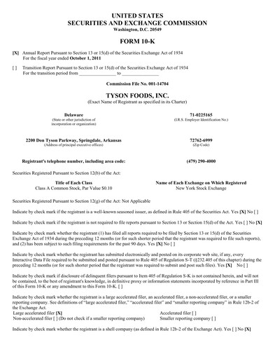 Thumbnail Tyson Foods
 Annual Report 2011