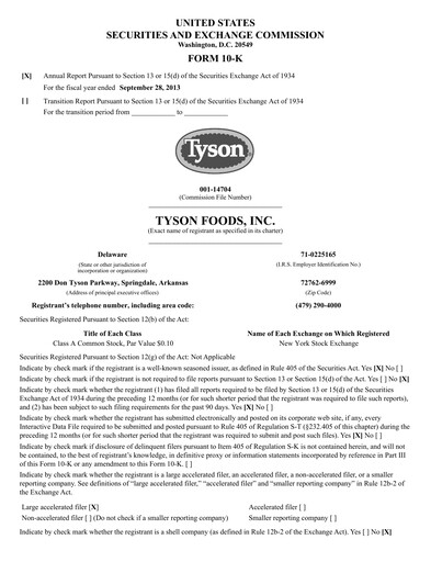 Thumbnail Tyson Foods
 Annual Report 2013