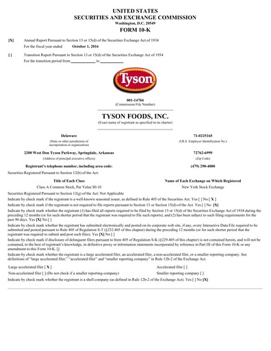 Thumbnail Tyson Foods
 Annual Report 2016