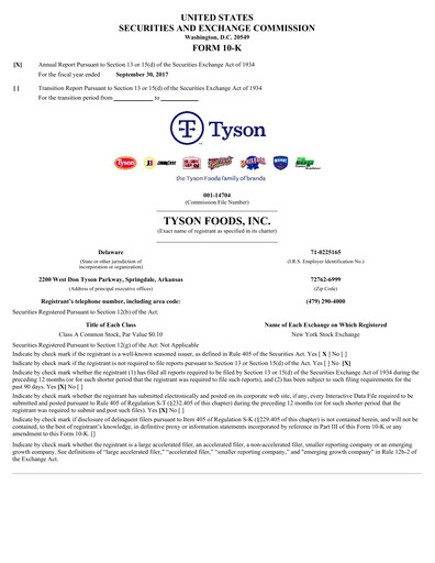 Thumbnail Tyson Foods
 Annual Report 2017