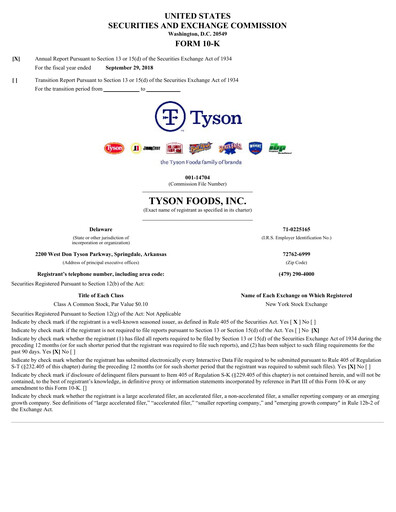 Thumbnail Tyson Foods
 Annual Report 2018