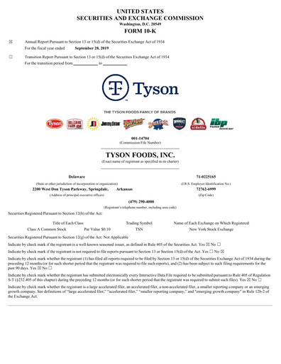 Thumbnail Tyson Foods
 Annual Report 2019
