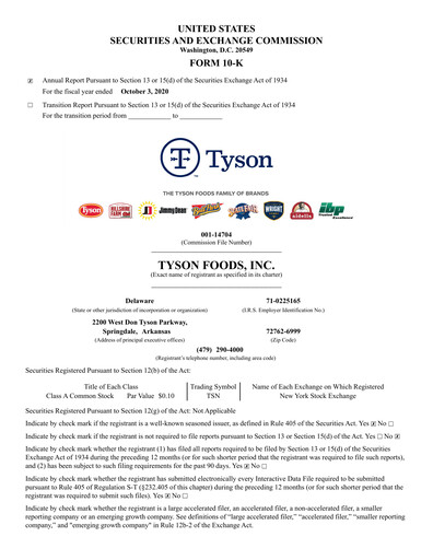 Thumbnail Tyson Foods
 Annual Report 2020