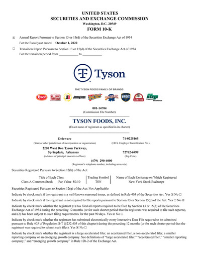 Thumbnail Tyson Foods
 Annual Report 2022