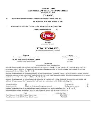 Thumbnail Tyson Foods
 Quarterly Report 2014-q1