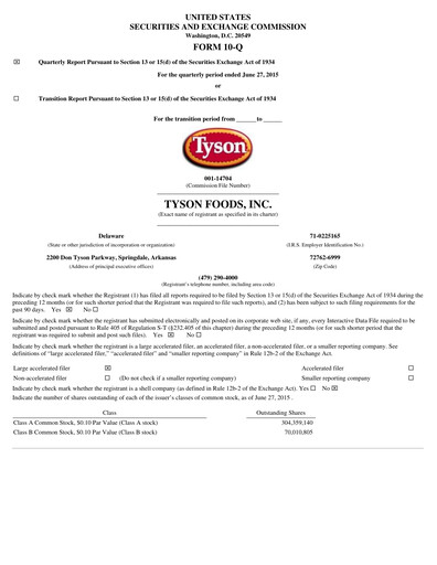 Thumbnail Tyson Foods
 Quarterly Report 2015-q3