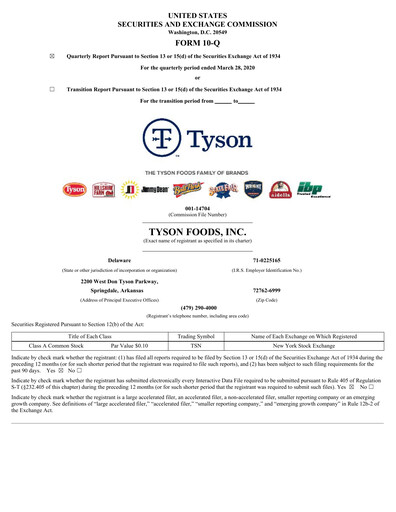 Thumbnail Tyson Foods
 Quarterly Report 2020-q2