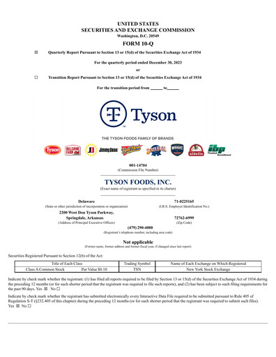 Thumbnail Tyson Foods
 Quarterly Report 2024-q1