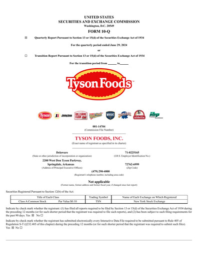 Thumbnail Tyson Foods
 Quarterly Report 2024-q3