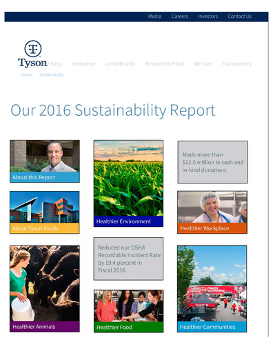Thumbnail Tyson Foods
 Sustainability Report 2016