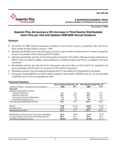Thumbnail Superior Plus Quarterly Report 2008-q3