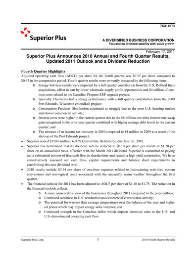 Thumbnail Superior Plus Quarterly Report 2010-q4