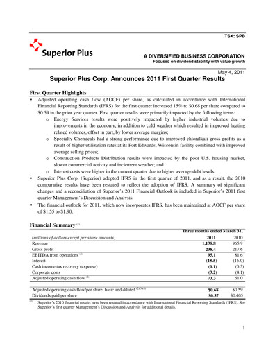 Thumbnail Superior Plus Quarterly Report 2011-q1