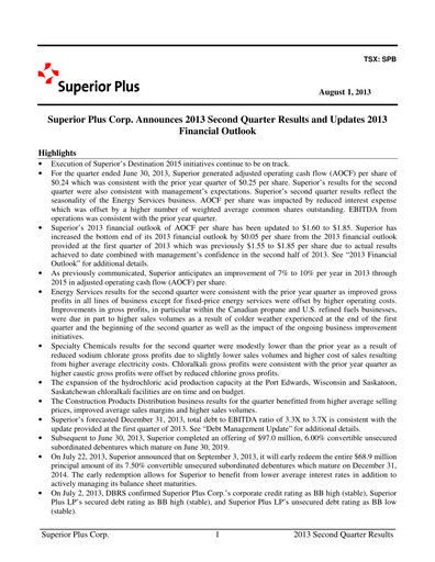 Thumbnail Superior Plus Quarterly Report 2013-q2