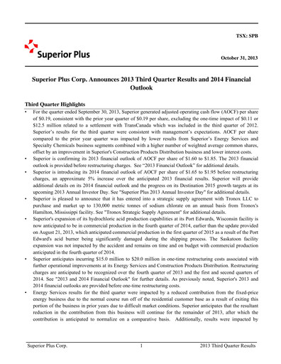 Thumbnail Superior Plus Quarterly Report 2013-q3