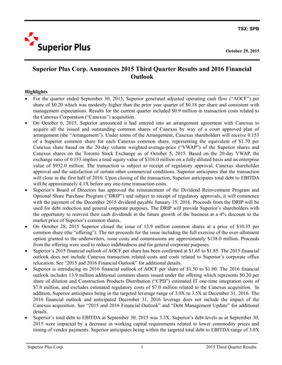 Thumbnail Superior Plus Quarterly Report 2015-q3