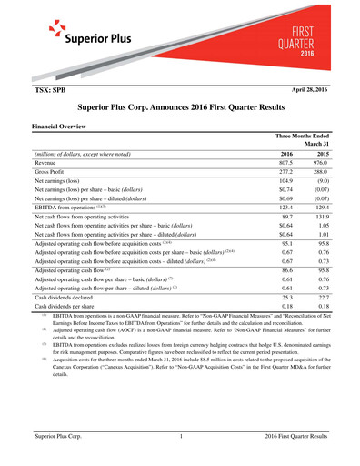 Thumbnail Superior Plus Quarterly Report 2016-q1