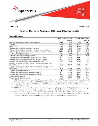 Thumbnail Superior Plus Quarterly Report 2016-q2