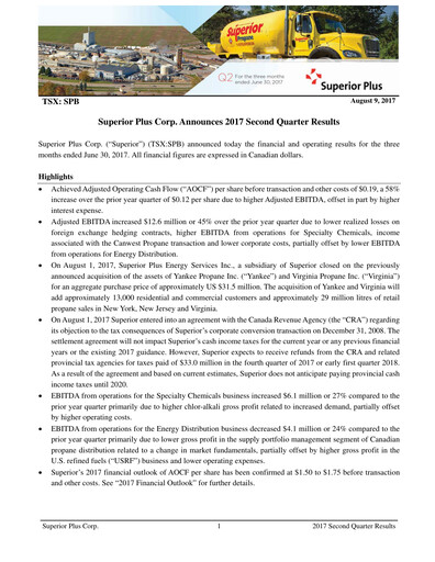 Thumbnail Superior Plus Quarterly Report 2017-q2