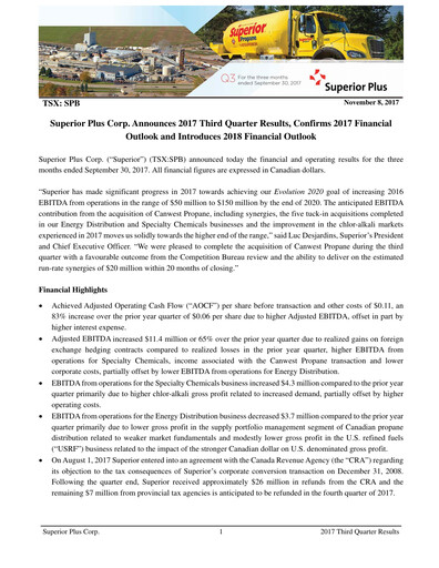 Thumbnail Superior Plus Quarterly Report 2017-q3