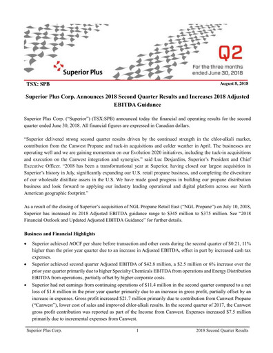 Thumbnail Superior Plus Quarterly Report 2018-q2