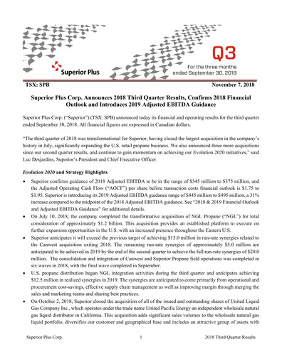 Thumbnail Superior Plus Quarterly Report 2018-q3