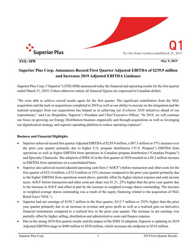Thumbnail Superior Plus Quarterly Report 2019-q1