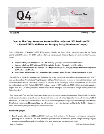 Thumbnail Superior Plus Quarterly Report 2020-q4