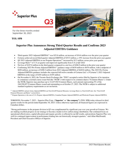 Thumbnail Superior Plus Quarterly Report 2023-q3
