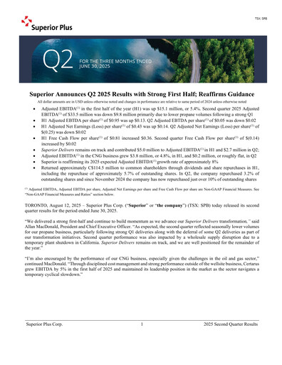 Thumbnail Superior Plus Quarterly Report 2025-q2