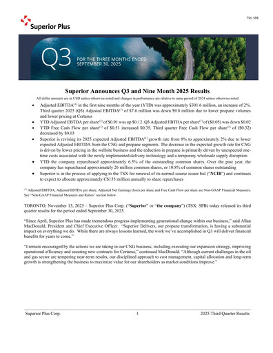 Thumbnail Superior Plus Quarterly Report 2025-q3
