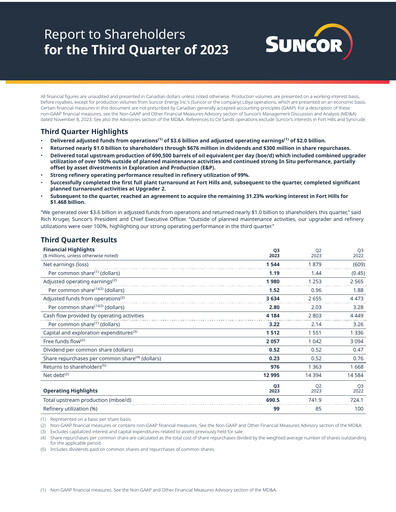 Thumbnail Suncor Energy
 Quarterly Report 2023-q3