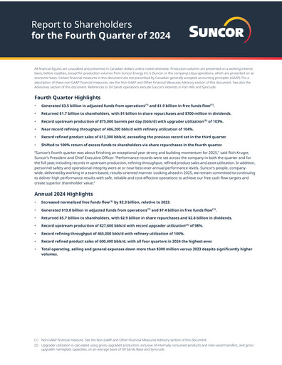 Thumbnail Suncor Energy
 Quarterly Report 2024-q4