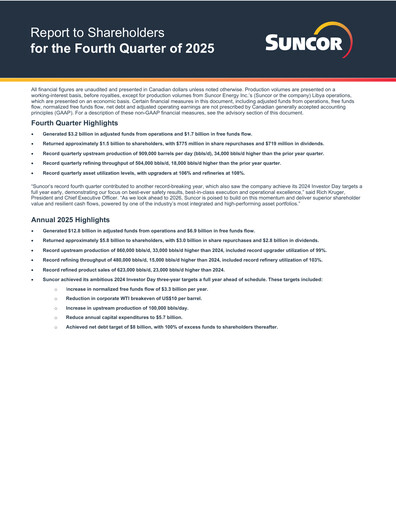 Thumbnail Suncor Energy
 Quarterly Report 2025-q4