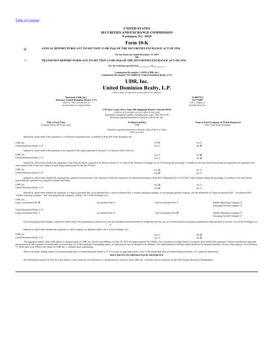 Thumbnail UDR Apartments Annual Report 2019